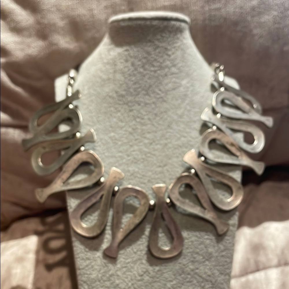 Vintage Silver Openwork Necklace with Teardrop Design 18-20” Ottoman Statement
